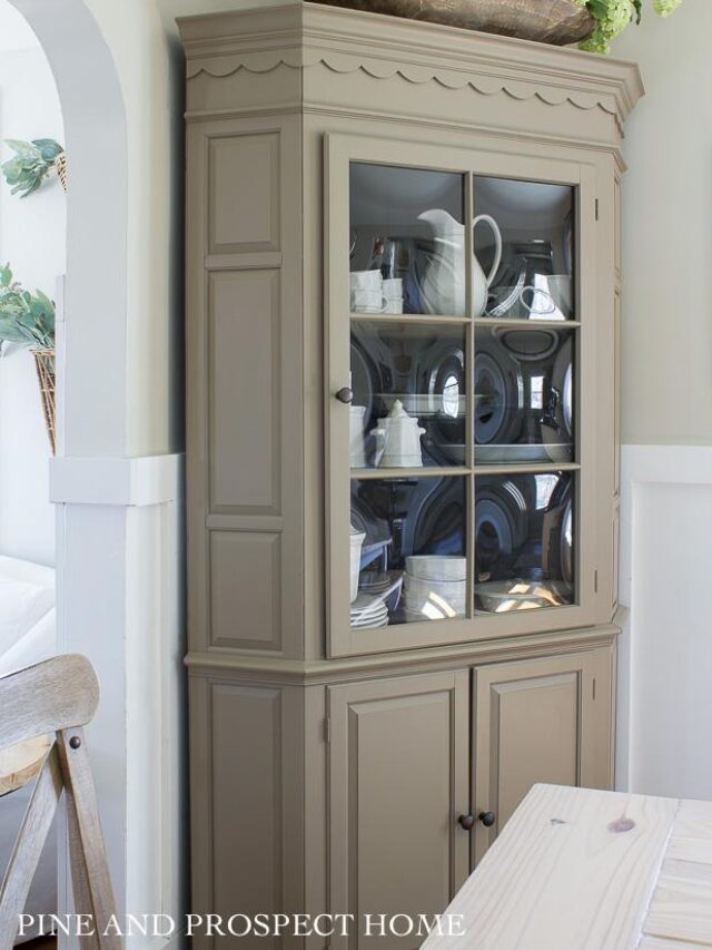 Cottage Style Corner Cabinet painted Kingsport Gray
