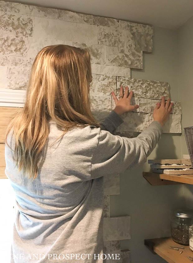 The Airstone accent wall in our kitchen was so simple to install!