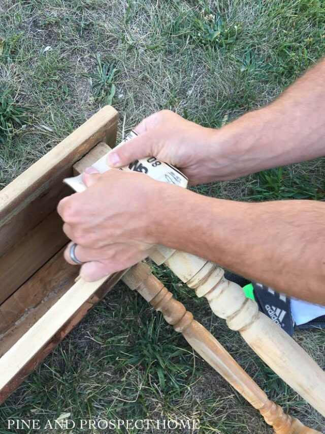 Sanding was all that was needed to get a raw wood look on this pine washstand!