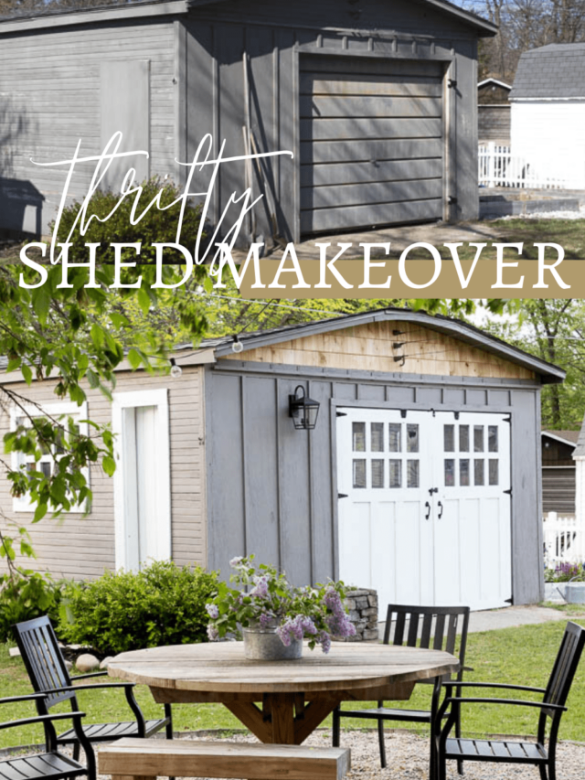 Our thrifty cottage shed makeover is finally finished! I always saw so much potential in our little shed, and it’s so neat to see my vision come to life!