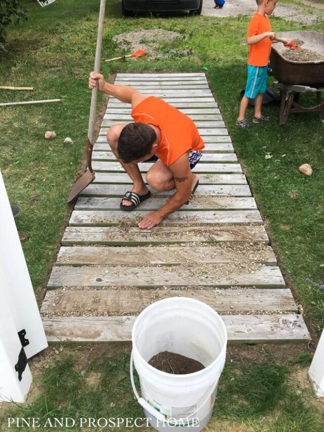 DIY walk way with reclaimed wood