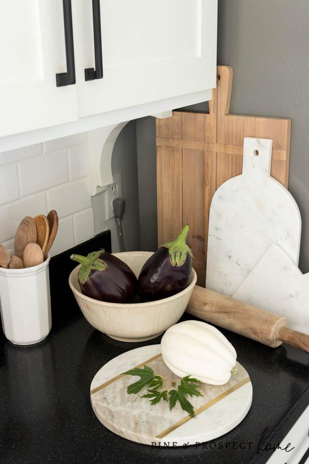 Fall kitchen decor using eggplant!