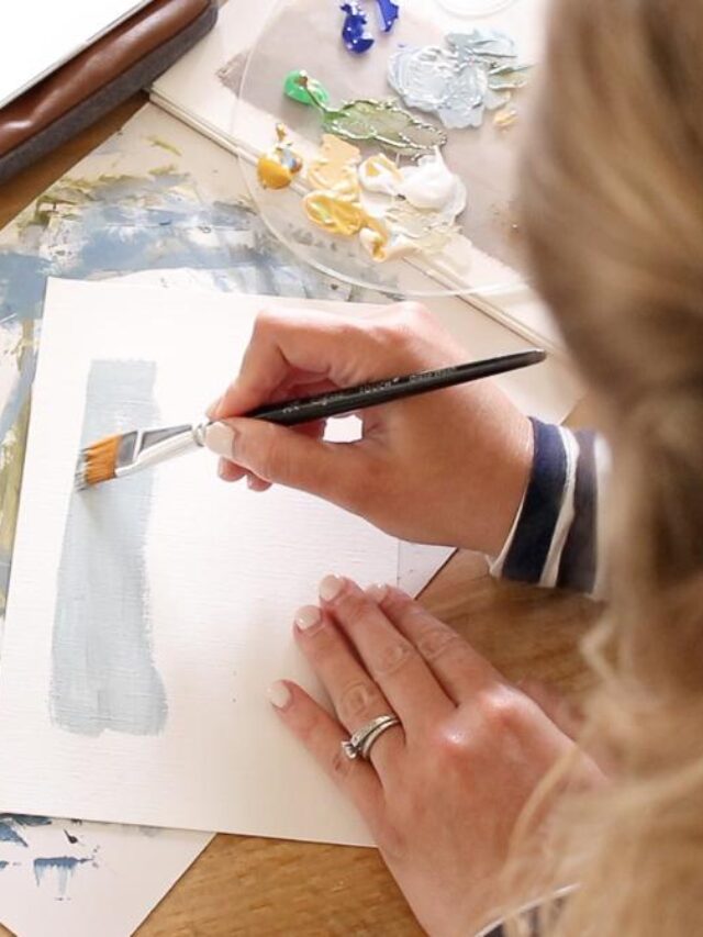 Painting supplies used for a DIY Landscape Painting
