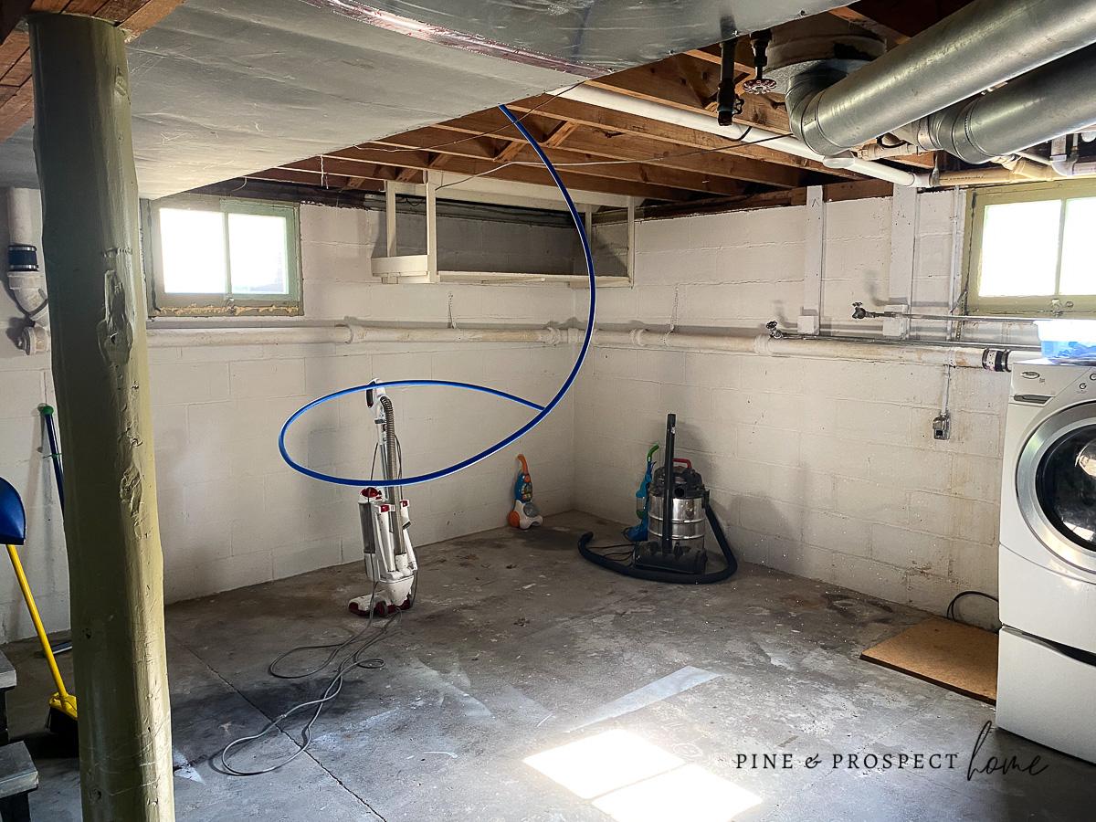 Basement renovation in cottage style home progress