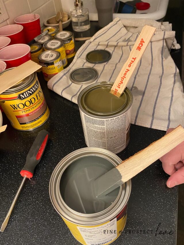 Trying different stain samples and colors to test which one is best