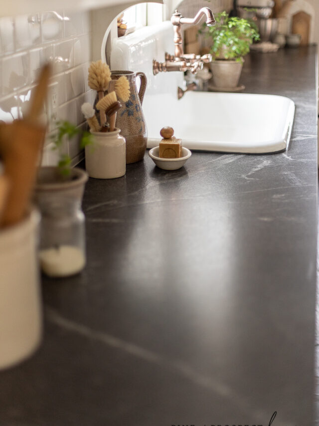 Smooth surface of honed granite kitchen countertop remodel