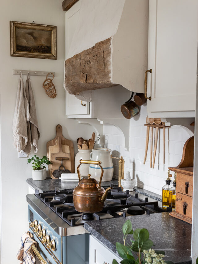 bead board, beam, budget, budget friendly, cabinetry, cabinets, cook top range, cooktop, corbel, corbels, cottage, cottage style, cottage style kitchen, countertops, diy, diy kitchen project, diy project, english cottage, english cottage style, english cottage style kitchen, floors, hardwood, hardwood floors, hood, inspiration, installation, kitchen, kitchen beams, kitchen makeover, kitchen vent hood, makeover, plaster, primer, project, range, range hood, reclaimed beam, reclaimed wood beams, reveal, Rustic, stove, thrifty, unique, update, upgrade, vent, vent hood, vintage, wood beam