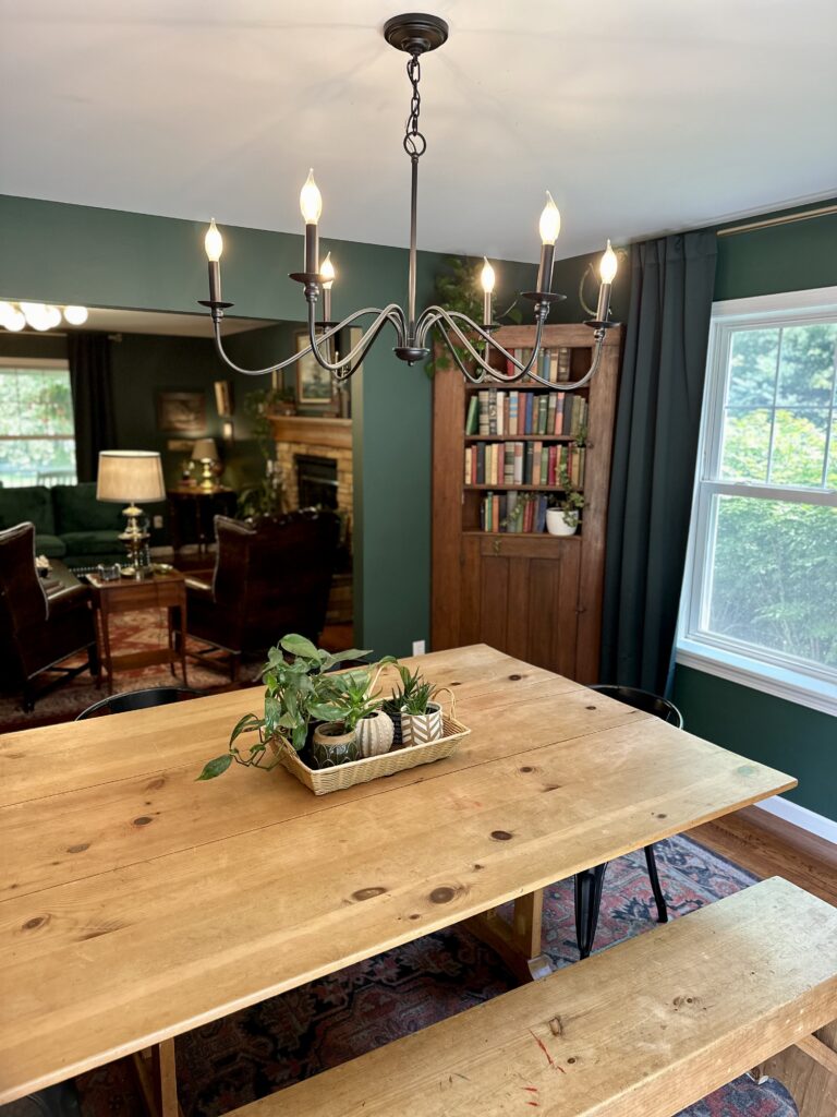 Dining Room in a Dark, Moody Vintage Home with Traditional Details
