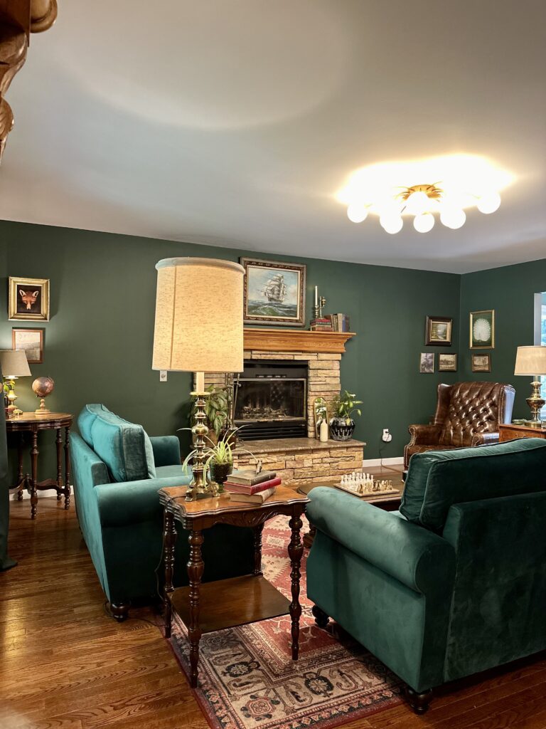 Traditional Moody Vintage Home Living Room