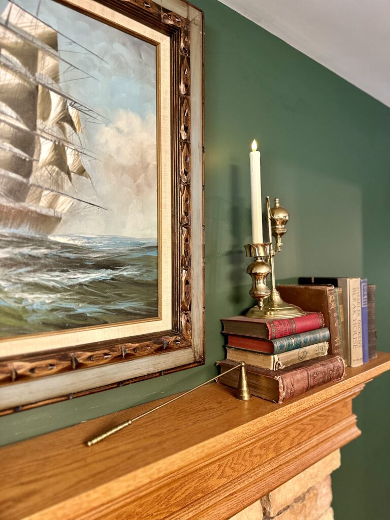 Vintage Artwork and antique book home decor