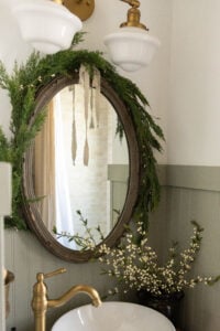 Bathroom vanity Christmas decor