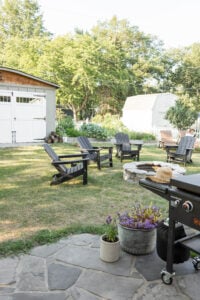 Backyard seating and fire pit