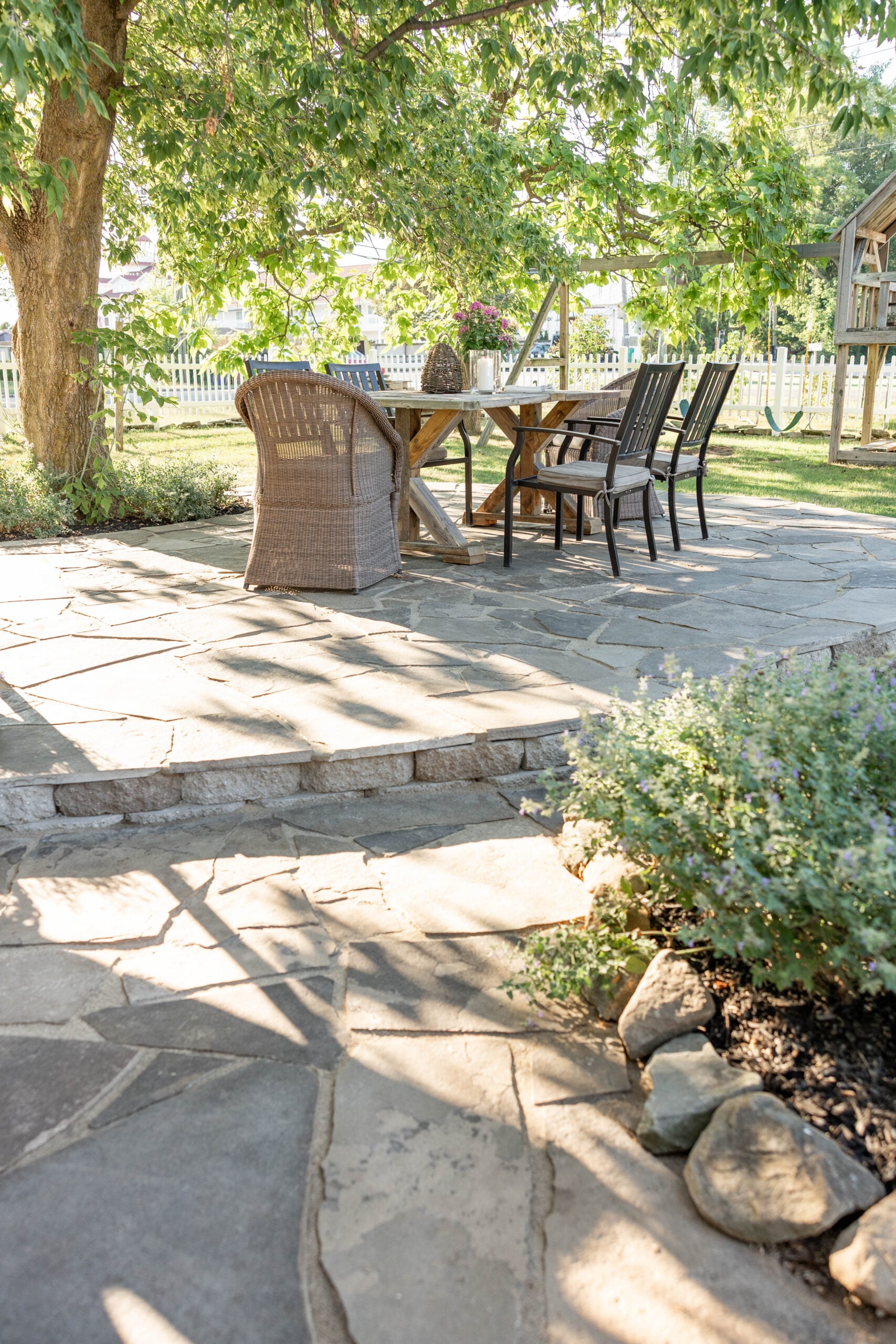 DIY patio with flagstone